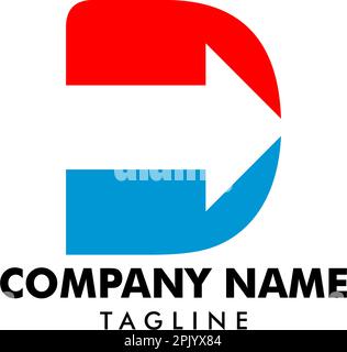 Modello iniziale con logo freccia D Illustrazione Vettoriale