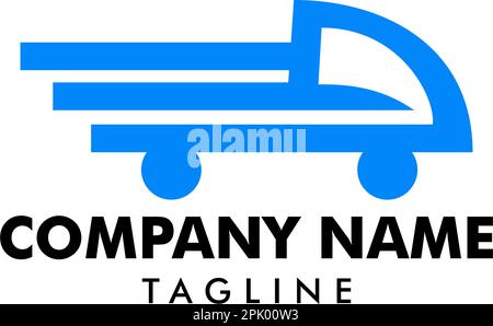 Modello vettoriale per il design del Cargo con logo per auto a consegna rapida Illustrazione Vettoriale