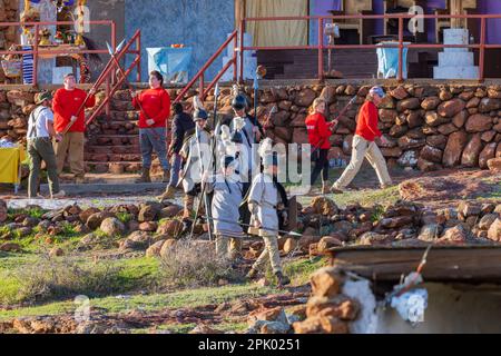 Oklahoma, Apr 1 2023 - persone che si preparano per il Pageant di pasqua al Wichita Mountains National Wildlife Refuge Foto Stock