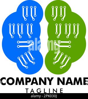 Modello di progettazione del logo Brain Tech Mind Data Illustrazione Vettoriale