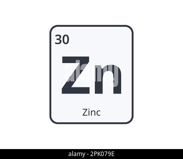 Elemento chimico in zinco grafico per progetti scientifici. Illustrazione Vettoriale