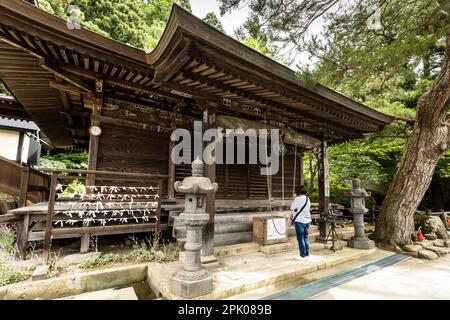 Tempio di Risshakuji, templi di Yamadera, tempio di Nenbutudou, Yamadera, città di Yamagata, Yamagata, Tohoku, Giappone, Asia orientale, Asia Foto Stock