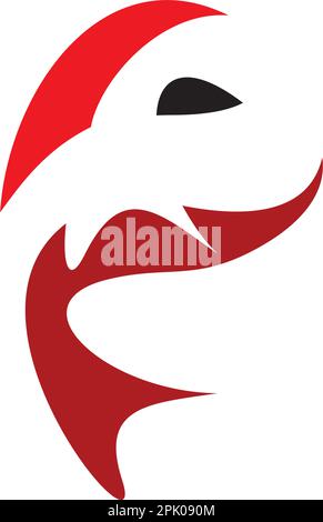 logo stilizzato rosso pesce icona disegno vettoriale Illustrazione Vettoriale