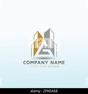 design del logo del medico e degli investitori immobiliari Illustrazione Vettoriale