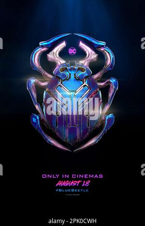 DATA DI RILASCIO: 18 agosto 2023. TITOLO: Scarabeo blu. CASA DI PRODUZIONE: Warner Bros. REGISTA: Angel Manuel Soto. TRAMA: Un adolescente messicano trova uno scarabeo alieno che gli dà armatura superpotente. STARRING: Poster Art. (Credit Image: © Warner Bros/Entertainment Pictures/ZUMAPRESS.com) SOLO PER USO EDITORIALE! Non per USO commerciale! Foto Stock