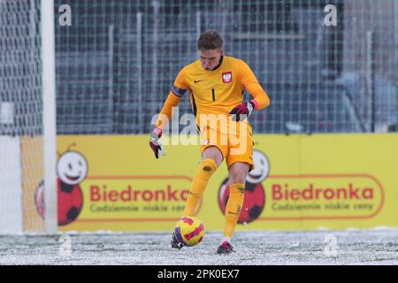 Cracovia, Polonia. 28th Mar, 2023. Olivier Zych in azione durante il Campionato europeo Under-19 2023-Elite round Match tra Polonia e Serbia al Centro di formazione di Cracovia. Punteggio finale; Polonia 2:2 Serbia. Credit: SOPA Images Limited/Alamy Live News Foto Stock