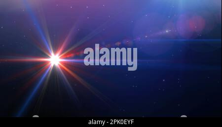 Immagine di luci colorate che si snodano sullo spazio con stelle Foto Stock