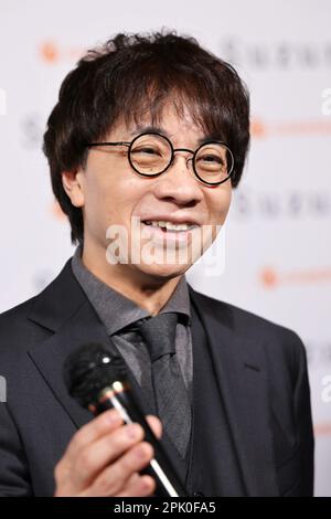 Makoto Shinkai 04/03/2023 The World Premiere of the English dopped Version of Suzume - Suzume no Tojimari tenutosi al David Geffen Theater Academy Museum of Motion Pictures di Los Angeles, CA Photo by Izumi Hasegawa/HollywoodNewsWire.net Credit: Hollywood News Wire Inc./Alamy Live News Foto Stock