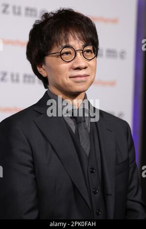 Makoto Shinkai 04/03/2023 The World Premiere of the English dopped Version of Suzume - Suzume no Tojimari tenutosi al David Geffen Theater Academy Museum of Motion Pictures di Los Angeles, CA Photo by Izumi Hasegawa/HollywoodNewsWire.net Credit: Hollywood News Wire Inc./Alamy Live News Foto Stock