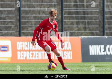 Cracovia, Polonia. 28th Mar, 2023. Jordan Majchrzak di Polonia in azione durante il Campionato europeo Under-19 2023-Elite round Match tra Polonia e Serbia al Centro di addestramento di Cracovia. Punteggio finale; Polonia 2:2 Serbia. (Foto di Grzegorz Wajda/SOPA Images/Sipa USA) Credit: Sipa USA/Alamy Live News Foto Stock