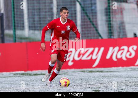 Cracovia, Polonia. 28th Mar, 2023. Wiktor Matyjewicz di Polonia in azione durante il Campionato europeo Under-19 2023-Elite round Match tra Polonia e Serbia al Centro di addestramento di Cracovia. Punteggio finale; Polonia 2:2 Serbia. (Foto di Grzegorz Wajda/SOPA Images/Sipa USA) Credit: Sipa USA/Alamy Live News Foto Stock