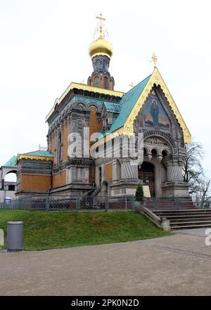 St Cappella di Maria Maddalena, storica chiesa ortodossa russa a Mathildenhohe, costruita tra il 1897 e il 1899 a Darmstadt, Germania Foto Stock
