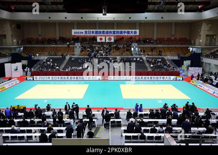 Fukuoka, Giappone. 1st Apr, 2023. Fukuoka Kokusai Center/General view Judo : tutti i campionati giapponesi selezionati di Judo a Fukuoka, Giappone . Credit: Naoki Nishimura/AFLO SPORT/Alamy Live News Foto Stock