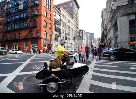 La vibrante Broadway Avenue a Soho, Manhattan, New York City, USA. Foto Stock