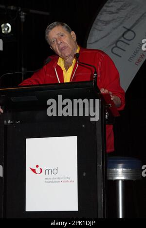 Jerry Lewis conduce una conferenza stampa insieme a un incontro di accoglienza con le famiglie afflitte dalla distrofia muscolare, in vista del suo concerto comico "Raugh for Life" che si terrà a Sydney il 21st settembre. Sydney, Australia - 16.09.09 Foto Stock