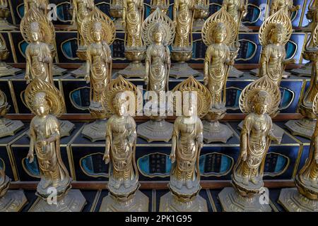 Nagoya, Giappone - 15 marzo 2023: Statue di Buddha nell'Osu Kannon è un tempio buddista situato a Nagoya, Giappone. Foto Stock