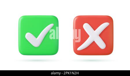 Segno di spunta verde e simboli di segno a croce Illustrazione Vettoriale