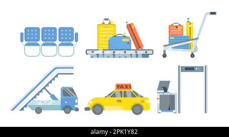 Set di illustrazioni cartoni animati degli elementi terminali AirPort Illustrazione Vettoriale