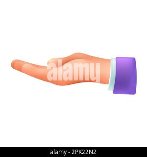 Aprire l'icona stile cartoon gesto mano palmo 3D Illustrazione Vettoriale