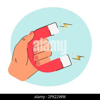 Magnete a ferro di cavallo con supporto manuale Illustrazione Vettoriale