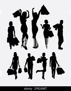 Shopping persone silhouettes Illustrazione Vettoriale