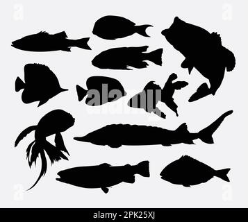 Silhouette di pesce Illustrazione Vettoriale