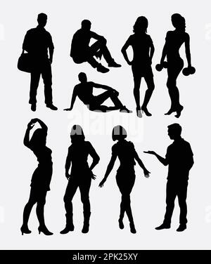 Silhouette di attività maschile e femminile Illustrazione Vettoriale