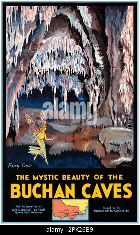 La bellezza mistica delle grotte di Buchan di Percy Trompf (1902-1964). Poster pubblicato nel 1935 in Australia. Foto Stock