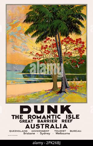 Dunk. L'isola romantica. Great Barrier Reef, Australia di Peter Smith Templeton (1875-1971). Poster pubblicato nel 1935. Foto Stock