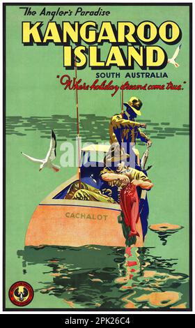 Il paradiso del pescatore. Kangaroo Island. Australia Meridionale, dove i sogni di vacanza diventano realtà da Wytton St. Clair Morro (1889-1945). Poster pubblicato ca. 1935. Foto Stock