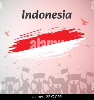 Indonesia National Day Celebration Design. Perfetto per il giorno dell'Indipendenza, il giorno degli Eroi. Illustrazione vettoriale per social media, banner, biglietti d'auguri. Illustrazione Vettoriale