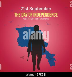 Armenia Independence Day Social Media Post, biglietto d'auguri, illustrazione vettoriale. 21 settembre Armeno National Holiday Day Design. Illustrazione Vettoriale