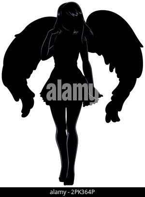 Angel ANIME Girl Silhouette Illustrazione Vettoriale