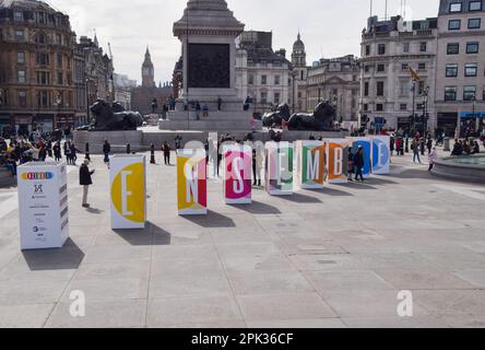 Londra, Regno Unito. 5th aprile 2023. Ensemble, la mostra annuale che celebra le etnie nere, asiatiche e sottorappresentate nell'industria videoludica del Regno Unito, ritorna a Trafalgar Square. Credit: Vuk Valcic/Alamy Live News Foto Stock