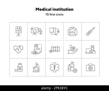 Icone dell'istituto medico Illustrazione Vettoriale