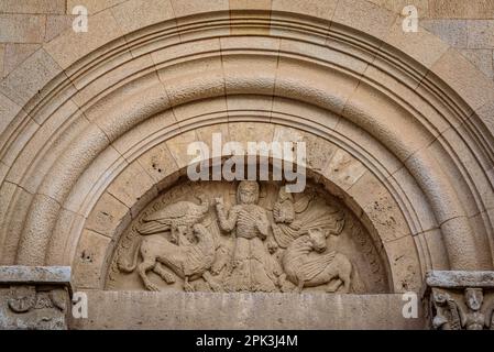 Particolare della porta del Conventet (convento) del Monastero di Pedralbes (Barcellona, Catalogna, Spagna) ESP: Detalle de la puerta del Conventet Foto Stock