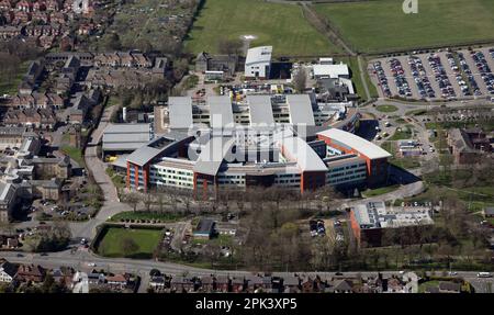 Vista aerea del Pinderfields Hospital, Wakefield, West Yorkshire Foto Stock