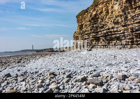 Rhoose Point nella vale di Glamorgan Foto Stock