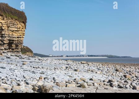 Rhoose Point nella vale di Glamorgan Foto Stock