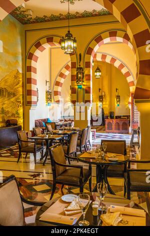 Il ristorante presso l'Old Cataract Hotel, Assuan, Egitto, Nord Est Africa Foto Stock