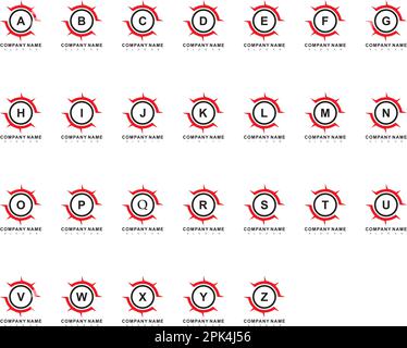 Set di Logo lettera iniziale con cerchio astratto Illustrazione Vettoriale