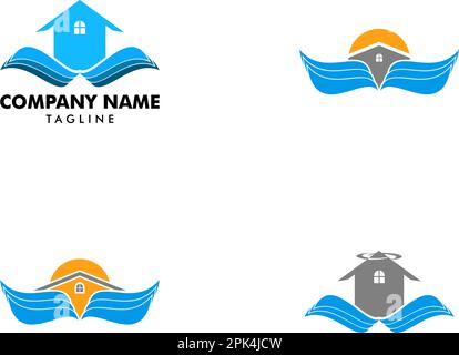 Set di Casa con logo ali modello vettoriale icona design Illustrazione Vettoriale