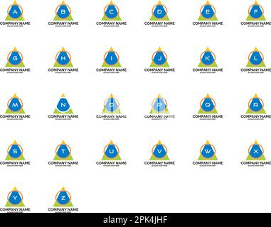 Set di Logo lettera iniziale con elementi cerchio e triangolo Illustrazione Vettoriale