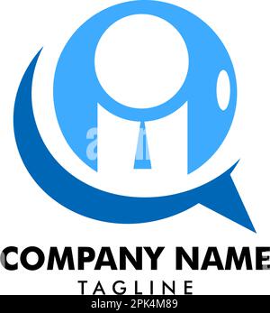 Elementi di design del logo vettoriale per le chat di persone Illustrazione Vettoriale