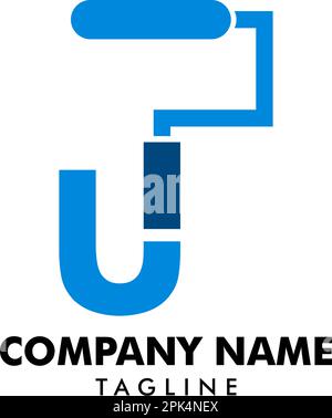 Logo U iniziale con pennello Illustrazione Vettoriale