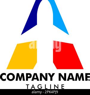 Lettera iniziale Un'icona di logo di viaggio con aereo Illustrazione Vettoriale