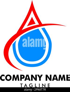 Logo Flame and Water Design, idraulica e riscaldamento Logo Design Template Vector Illustrazione Vettoriale