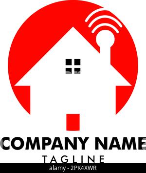 WIFI House Logo Design elemento Illustrazione Vettoriale