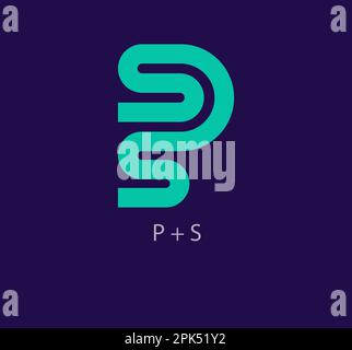Logo a linea continua con combinazione di lettere P e S. Design unico. Modello di logo tipografico creativo. vettore. Illustrazione Vettoriale