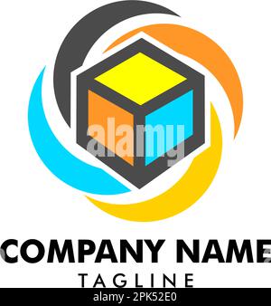 Modello del logo vettoriale dell'icona della scatola di archiviazione Illustrazione Vettoriale